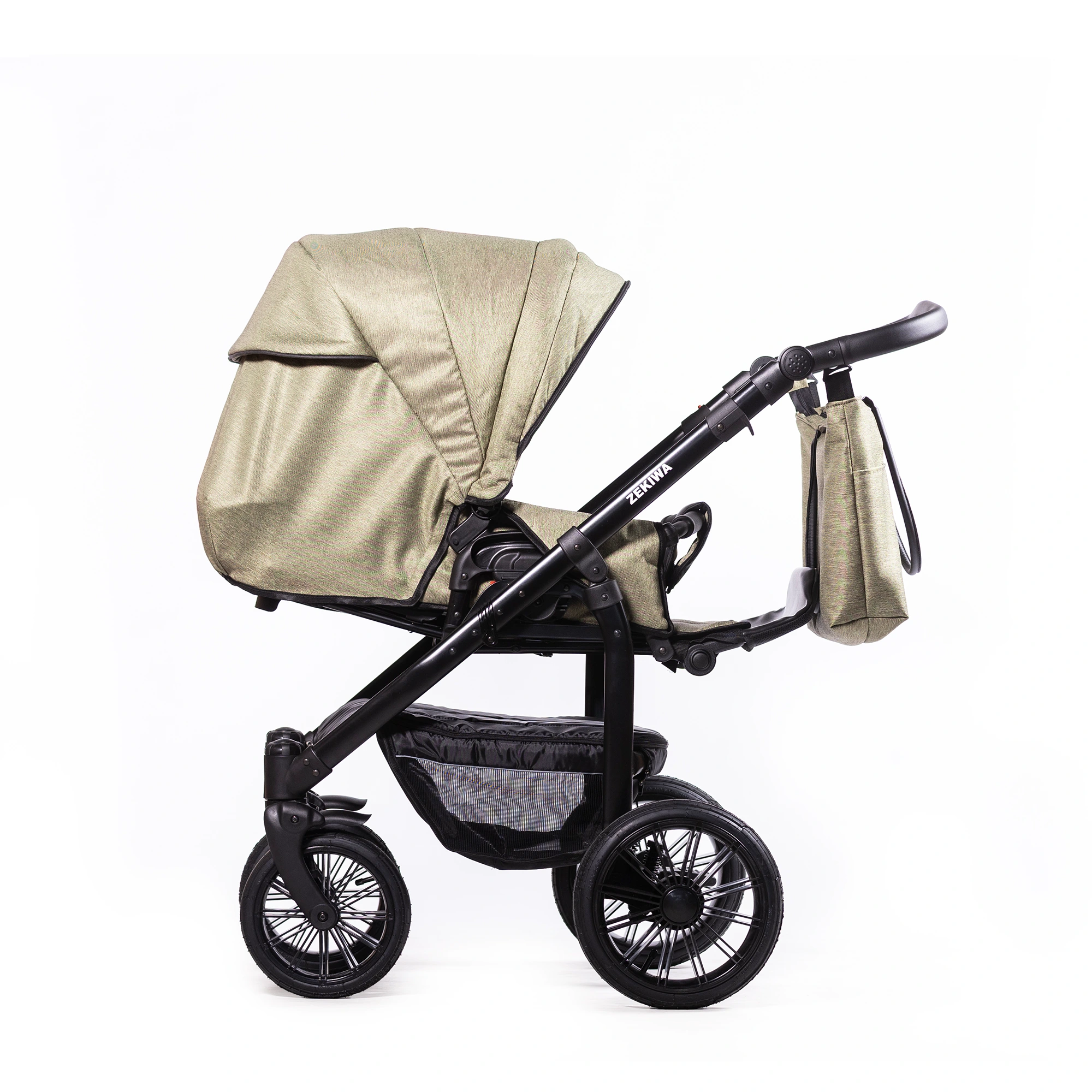 ZEKIWA Kinderwagen Indigo - Erstlingswagen - Babyerstausstattung Touring Max Green Black