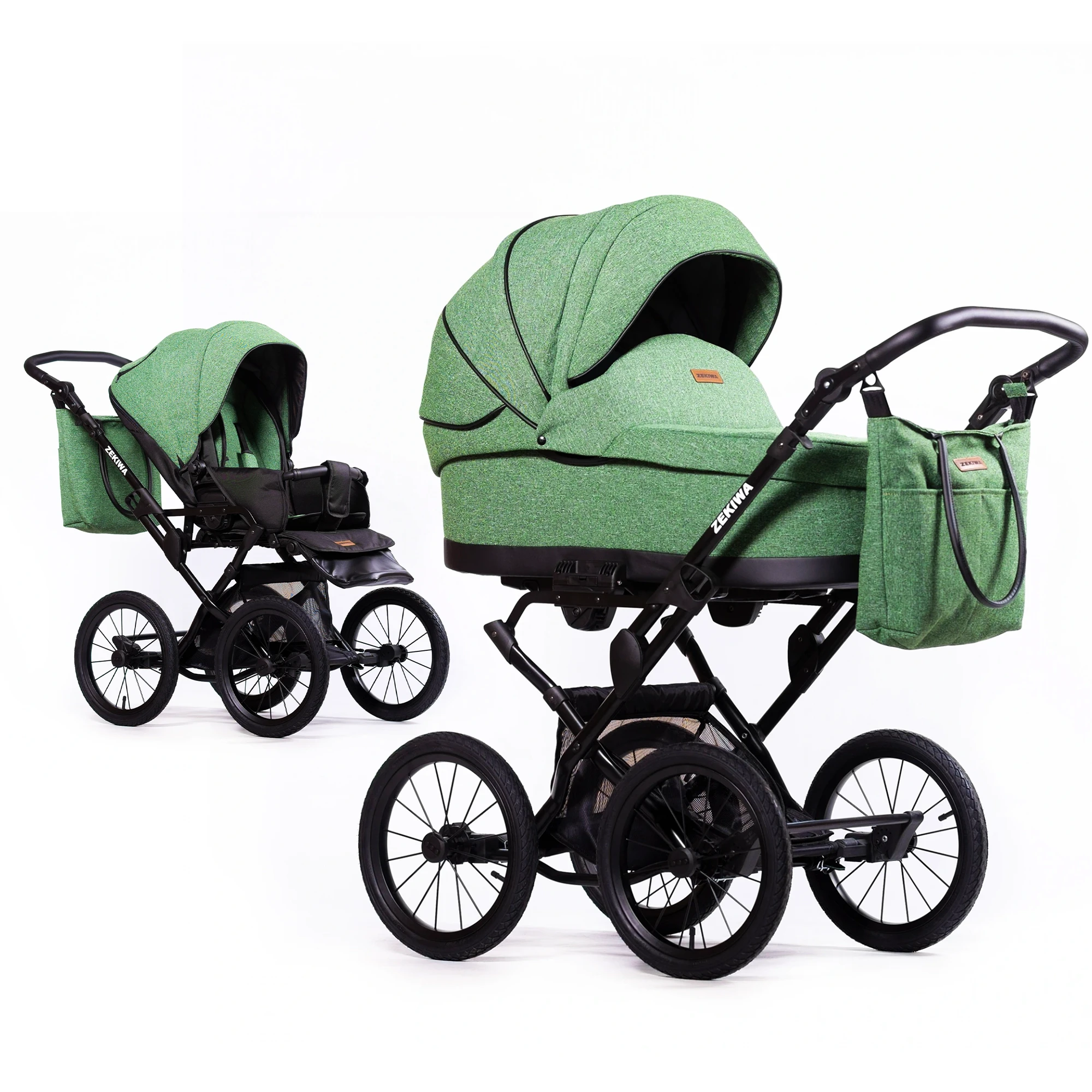 Kinderwagen "Flora" Konfigurationswagen Saturn Royal / Touring Max - XXL Wanne mit 81cm Liegefläche - inkl. Sportwagenaufsatz und Wickeltasche