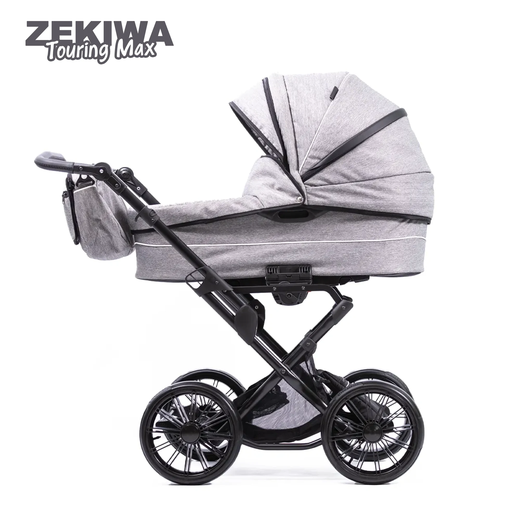 ZEKIWA Probefahrt Kinderwagen für jedes Gelände + 12 Zoll Gelräder mit Riemenfederung Touring Max Grey