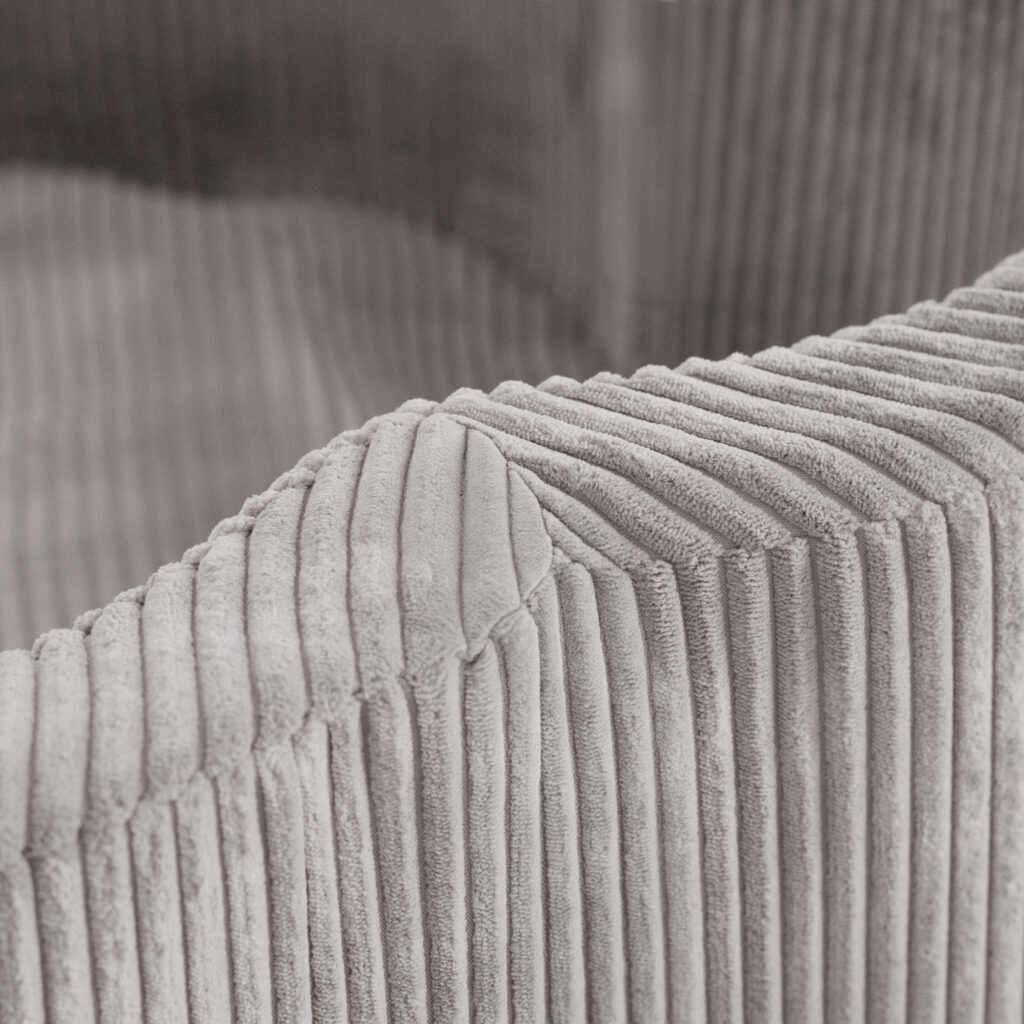 PLUSH NEST Trockenblumenpool, 95 × 30 cm, beige, Premium-Cord, Floral Fun Zone, 300 Bälle: Perlmutt, Gold, transparent