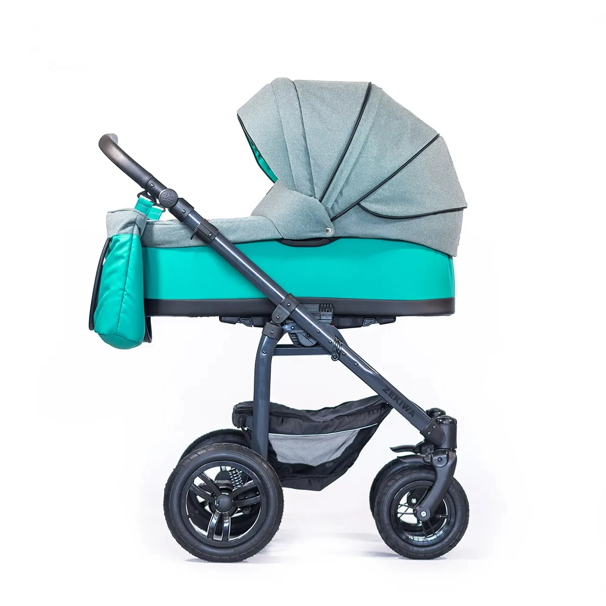 ZEKIWA Kinderwagen 3 in 1 mit 81cm XL Liegefläche - Komplettpaket + Sportwagenaufsatz + Regenschutz + Insektenschutz + Wickeltasche | Saturn Royal