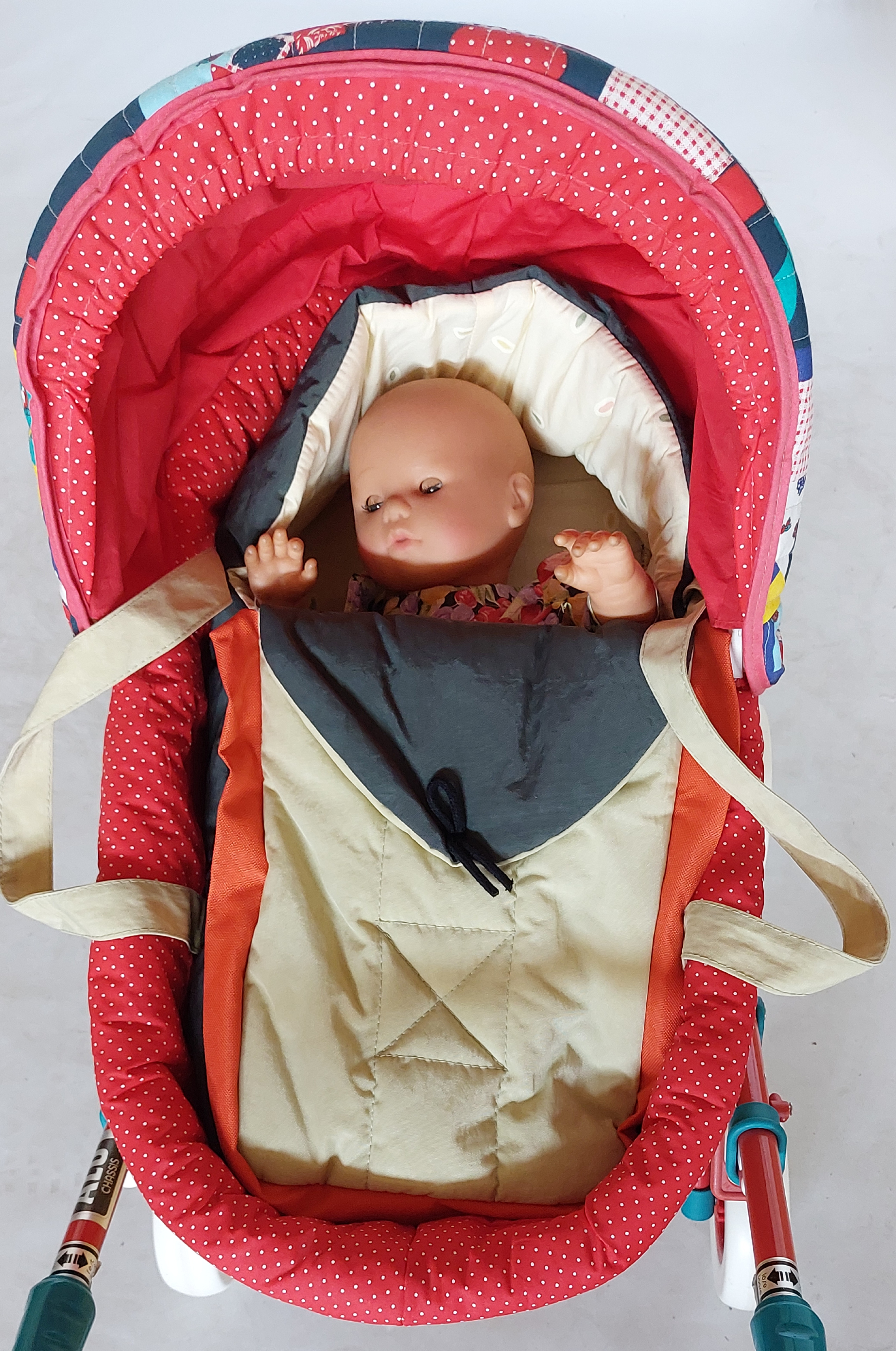 Puppen-Tragetasche "L" Grau-Beige