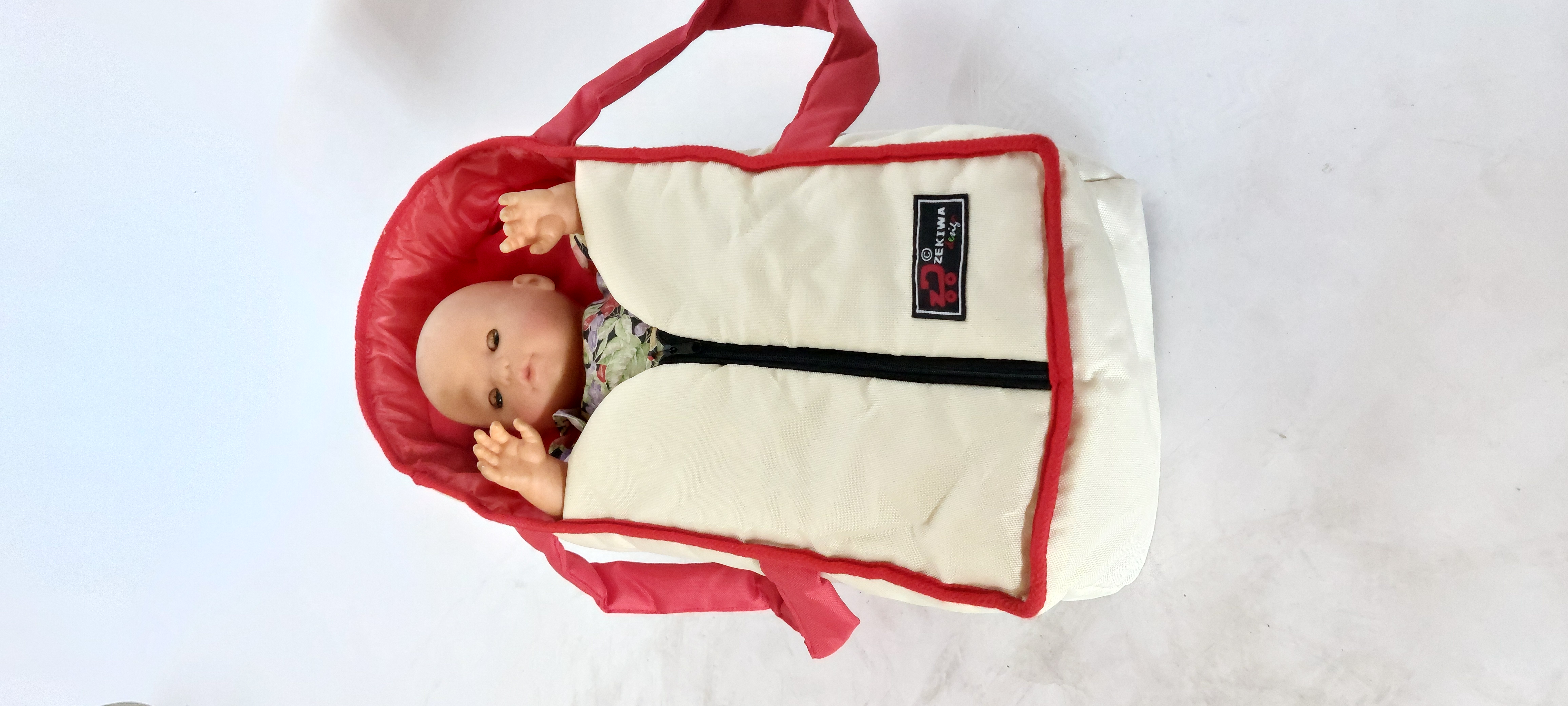 Puppen-Tragetasche Beige-Rot