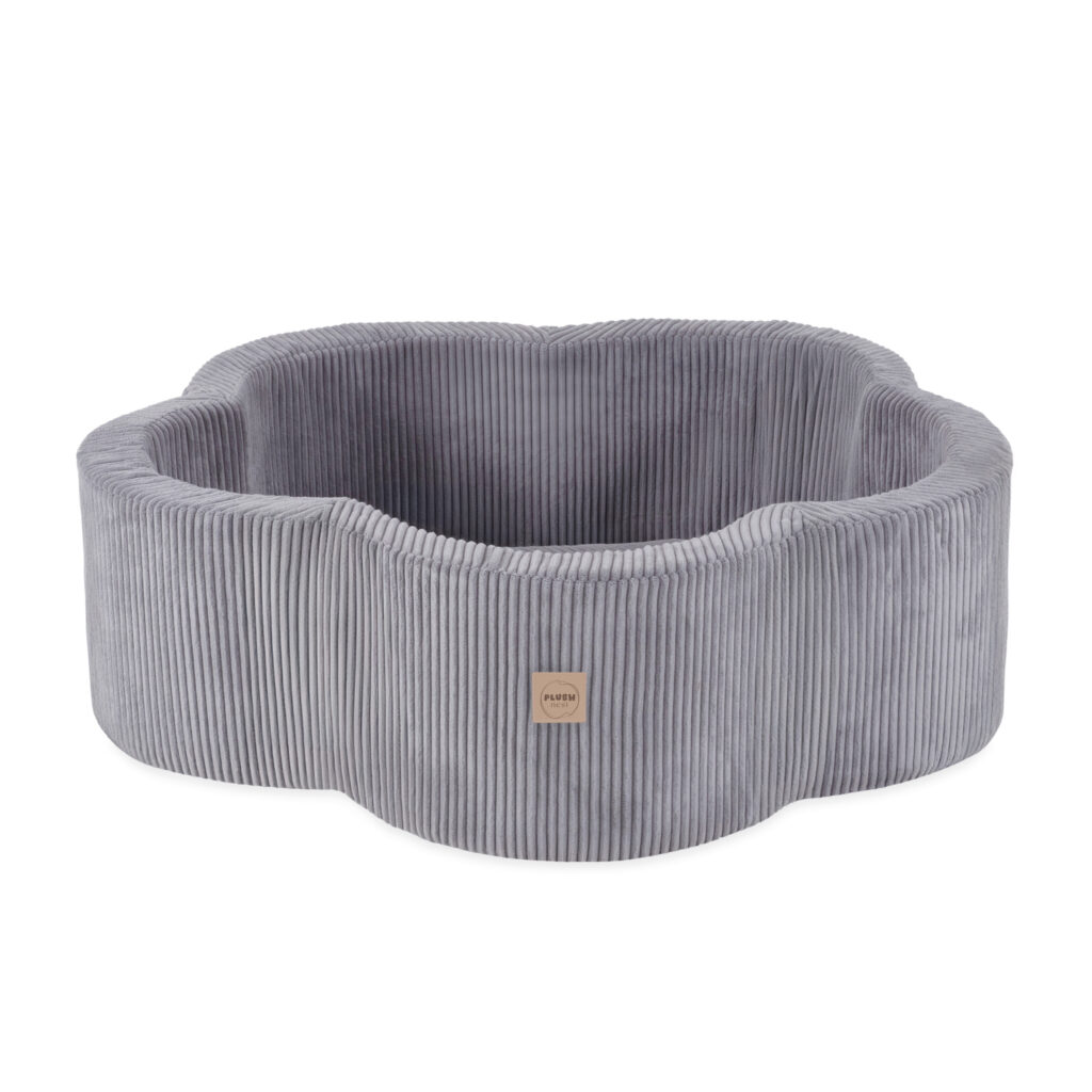 PLUSH NEST Trockenblumenpool, 95 × 30 cm, grau, Premium-Cord, Floral Fun Zone