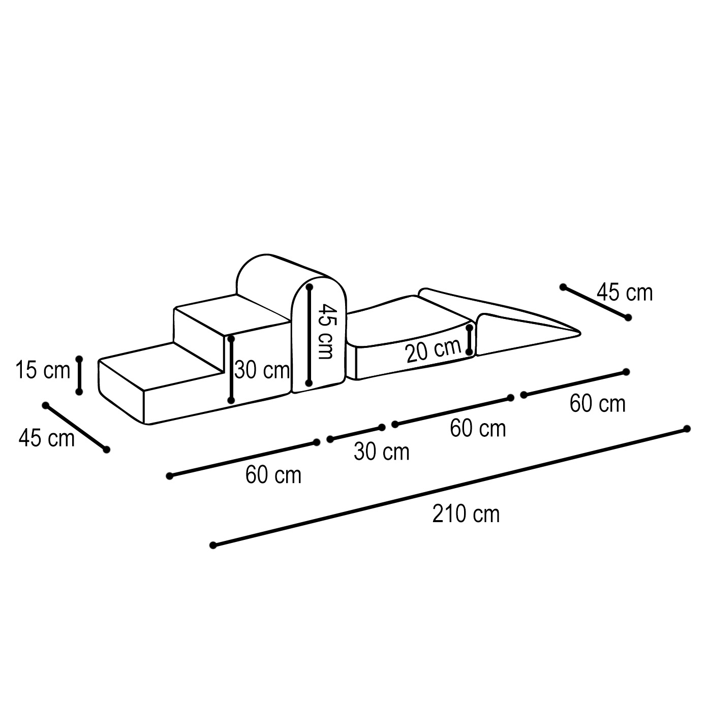PLUSH NEST Spielplatz, 4 Elemente, beige, Premium-Cord