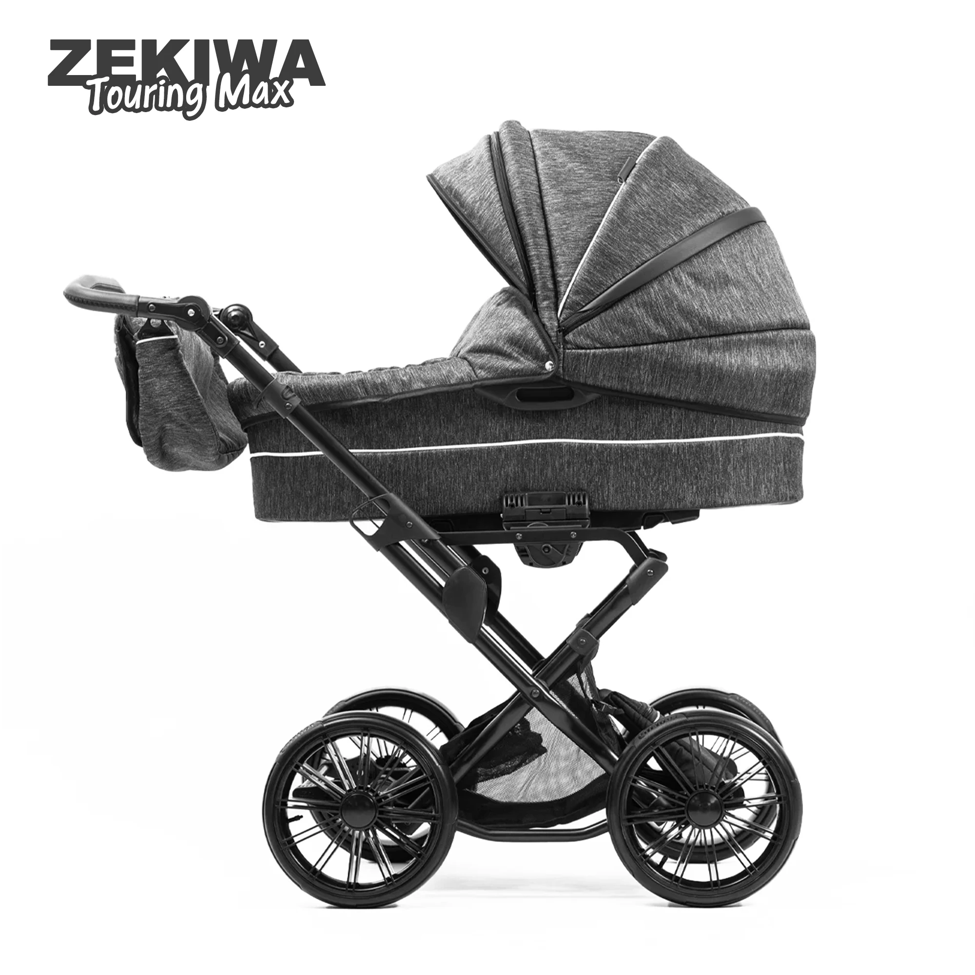 ZEKIWA Probefahrt Kinderwagen für jedes Gelände + 12 Zoll Gelräder mit Riemenfederung Touring Max Graphit