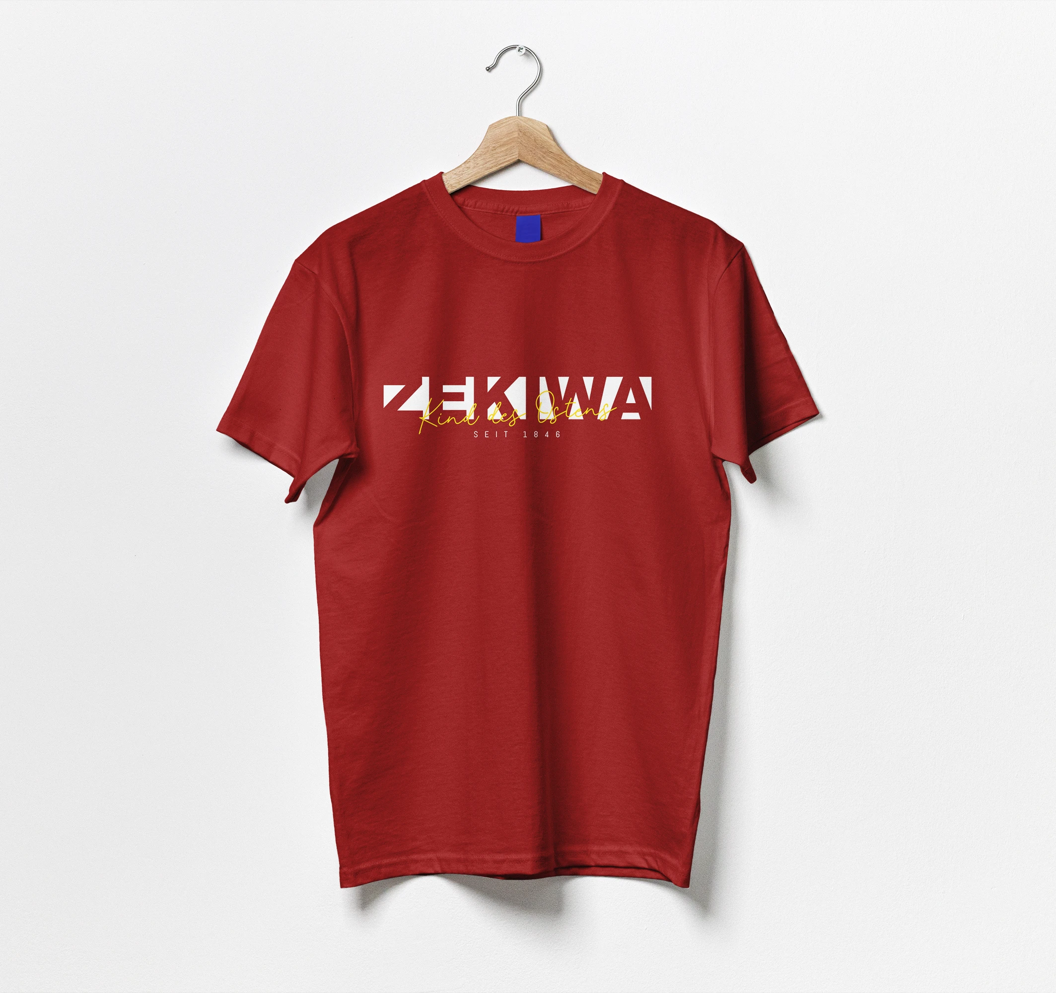 ZEKIWA TShirt XL - "ZEKIWA Kind des Ostens" - weinrot  