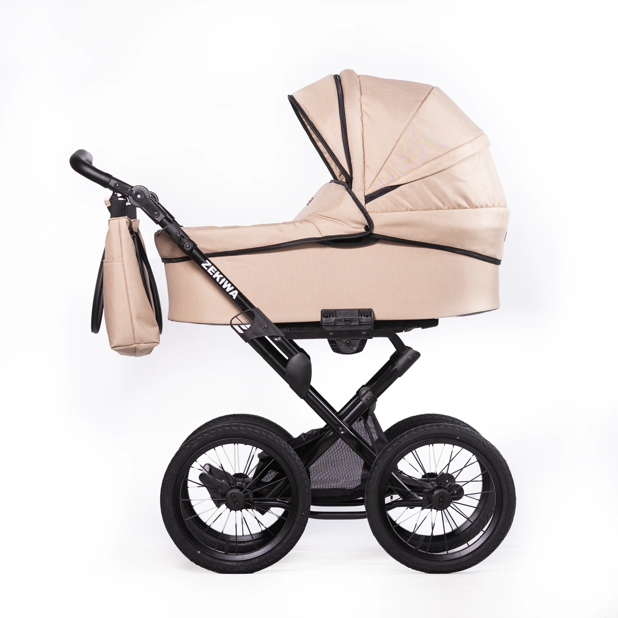 Kinderwagen "Sand" Touring Max 14Zoll Lufträder - XXL Wanne mit 81cm Liegefläche - inkl. Sportwagenaufsatz und Wickeltasche