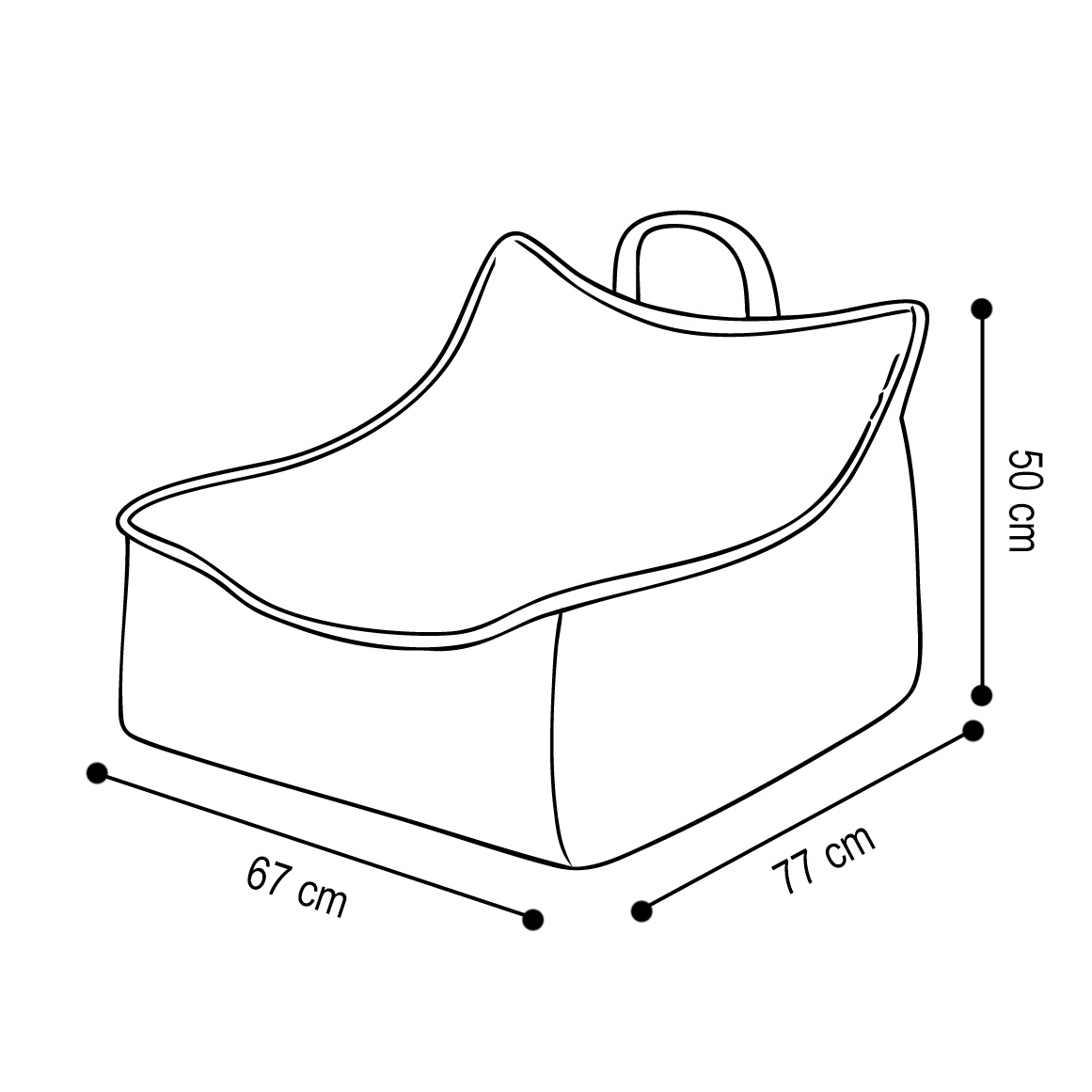 PLUSH NEST Puffy Square Sessel, 77x67x50, beige, cord