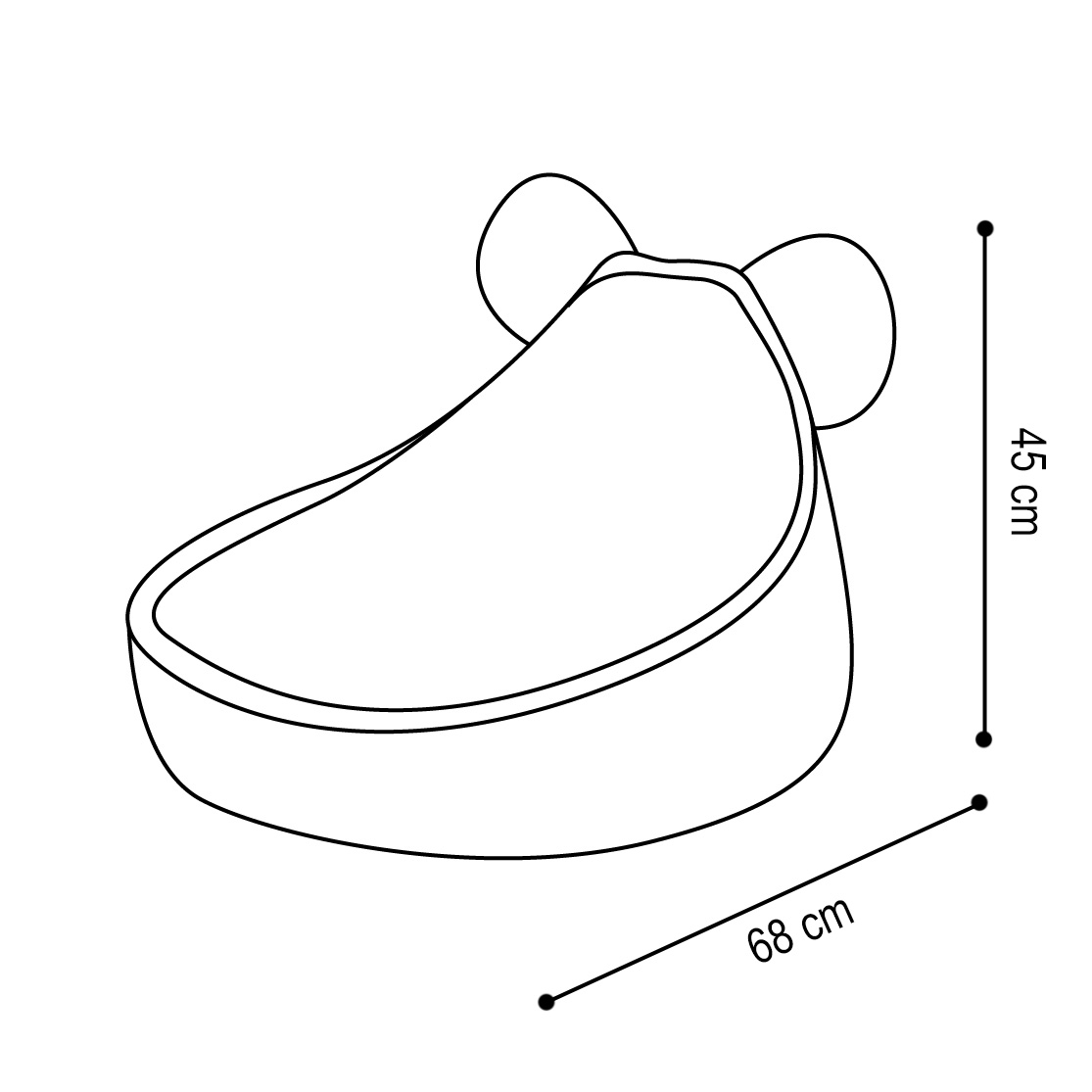 PLUSH NEST - kuscheliger Bären-Sessel, 68×45, grau, Cord 