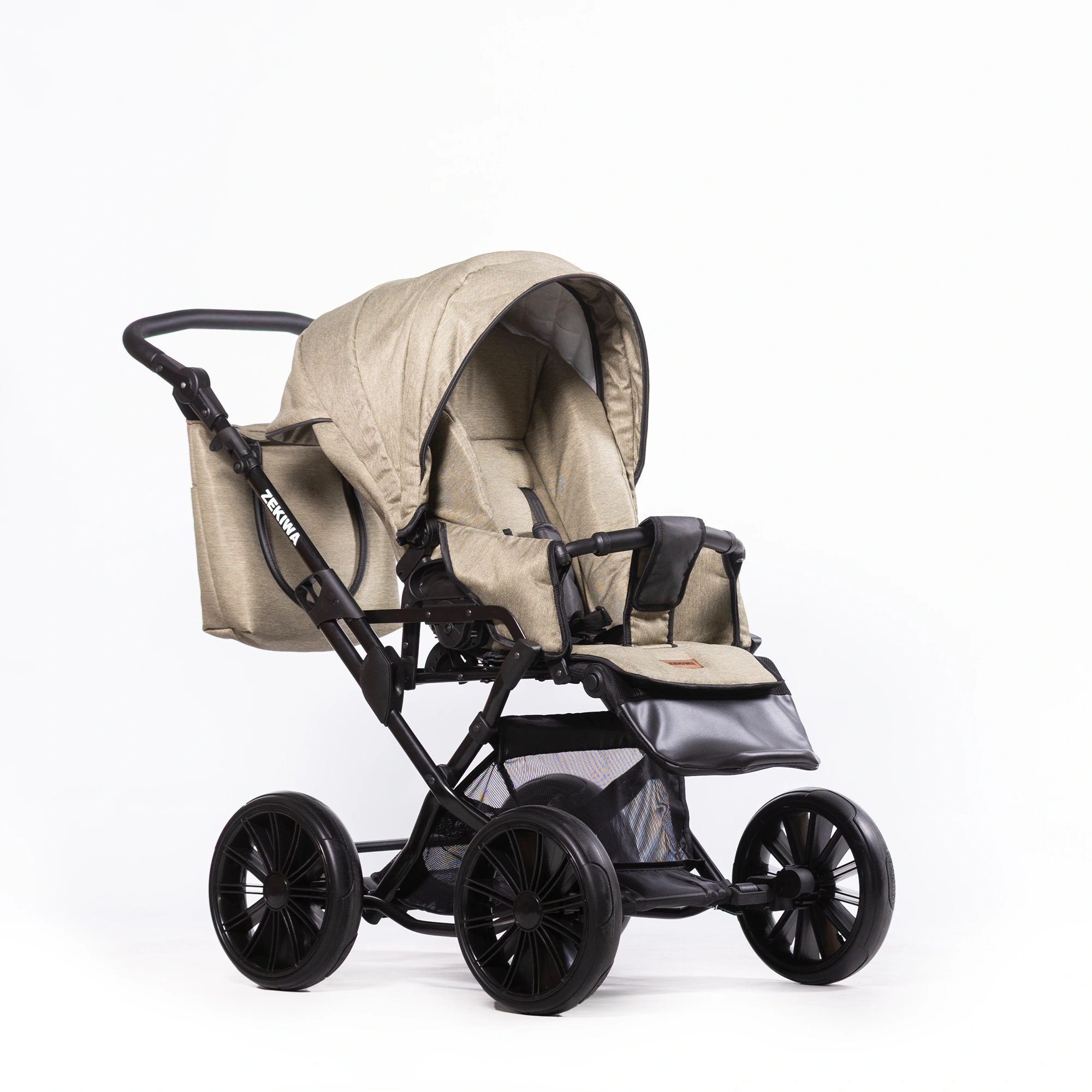 Kinderwagen "Green Black" Konfigurationswagen Saturn Royal / Touring Max - XXL Wanne mit 81cm Liegefläche - inkl. Sportwagenaufsatz und Wickeltasche