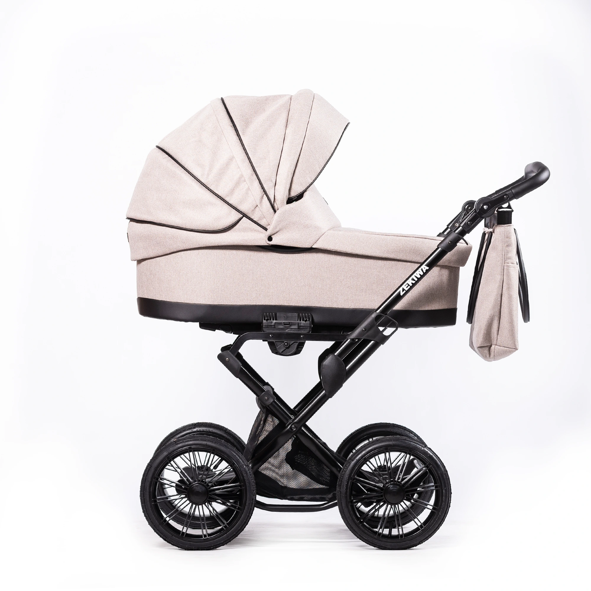 Kinderwagen "Perle" Touring Max 12Zoll Lufträder - XXL Wanne mit 81cm Liegefläche - inkl. Sportwagenaufsatz und Wickeltasche
