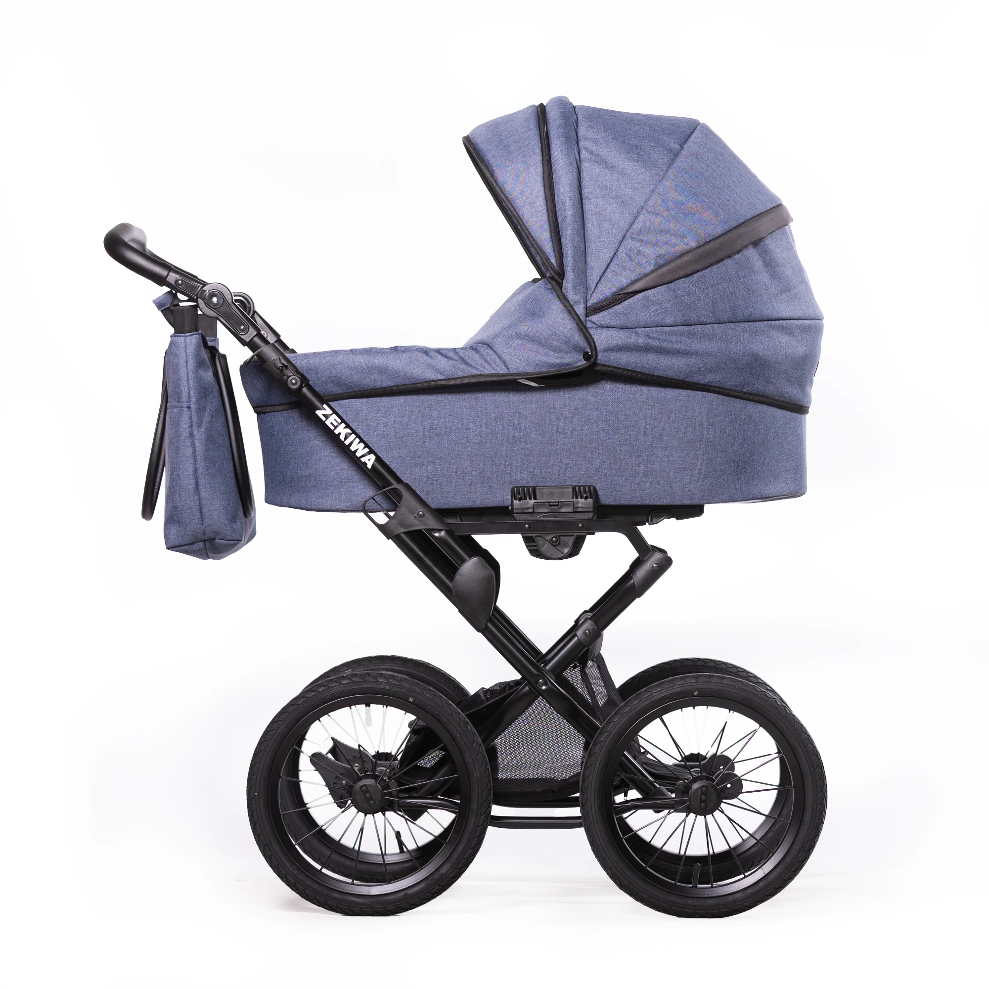 Kinderwagen "Indigo" Touring Max 14Zoll Lufträder - XXL Wanne mit 81cm Liegefläche - inkl. Sportwagenaufsatz und Wickeltasche